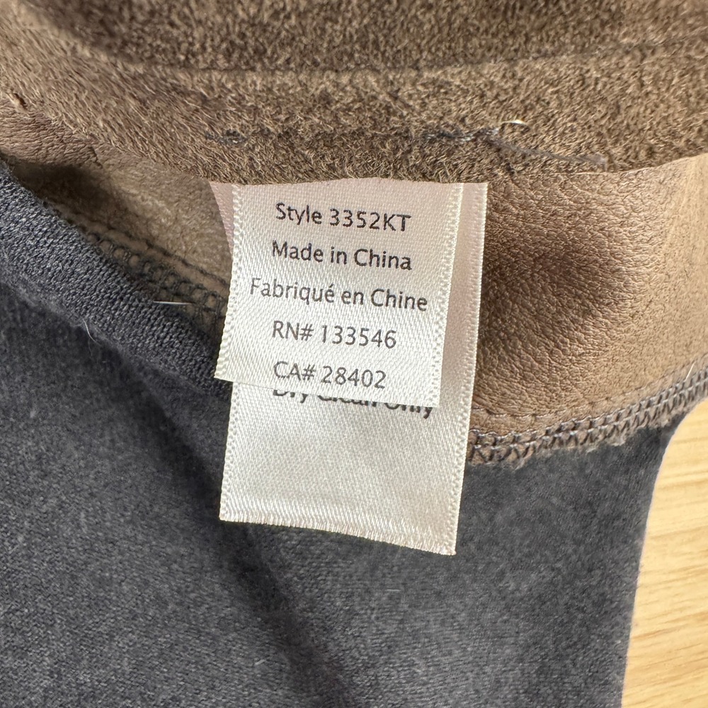 Ecru Women's Charcoal Gray Leather Trim Poncho‎ Sweater Size M - Picture 7 of 8